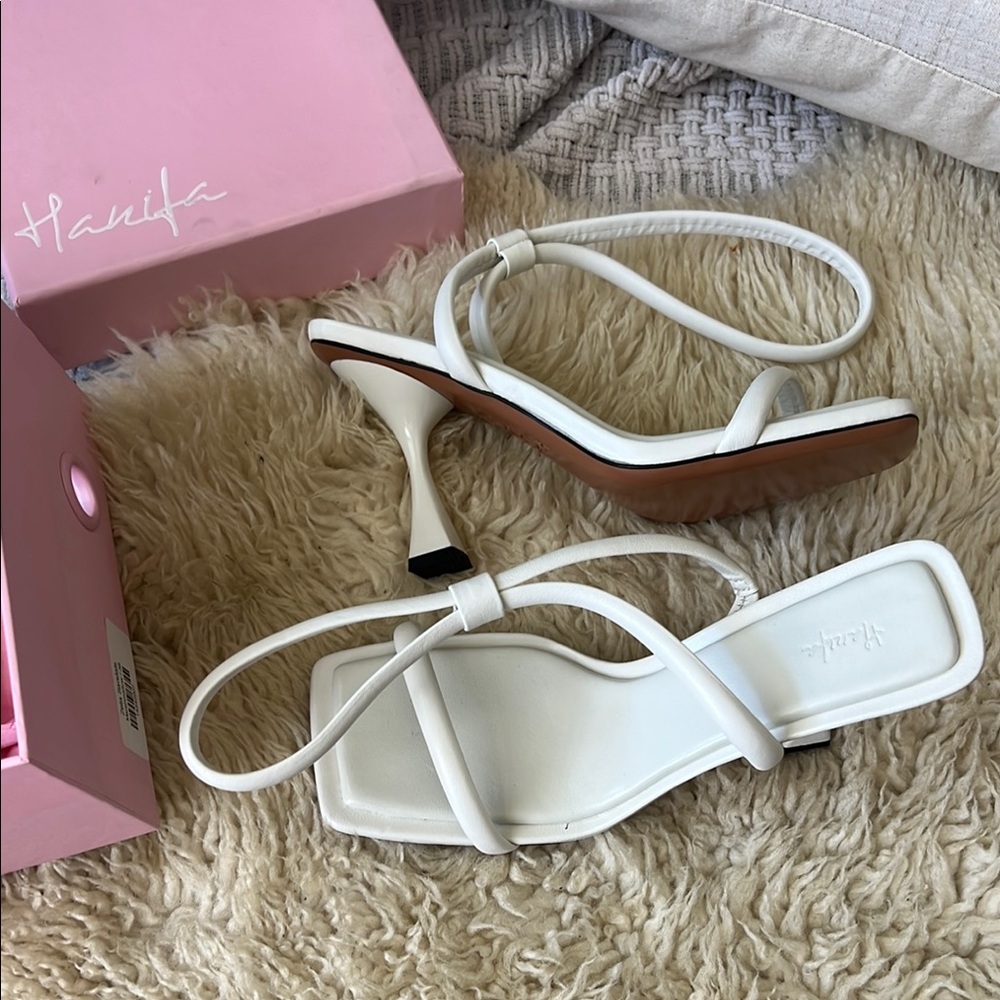 Hanifa White Strappy Heels Minimalist Design